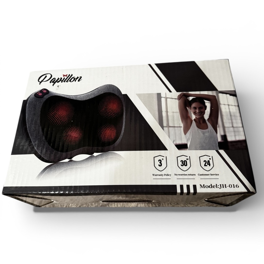 Papillon Blanc Gray and Red Massage Pillow